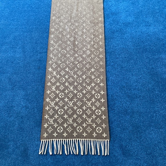 Louis Vuitton Men’s Gradient Monogram Scarf, Cashmere/Wool, Brown - Picture 2 of 5